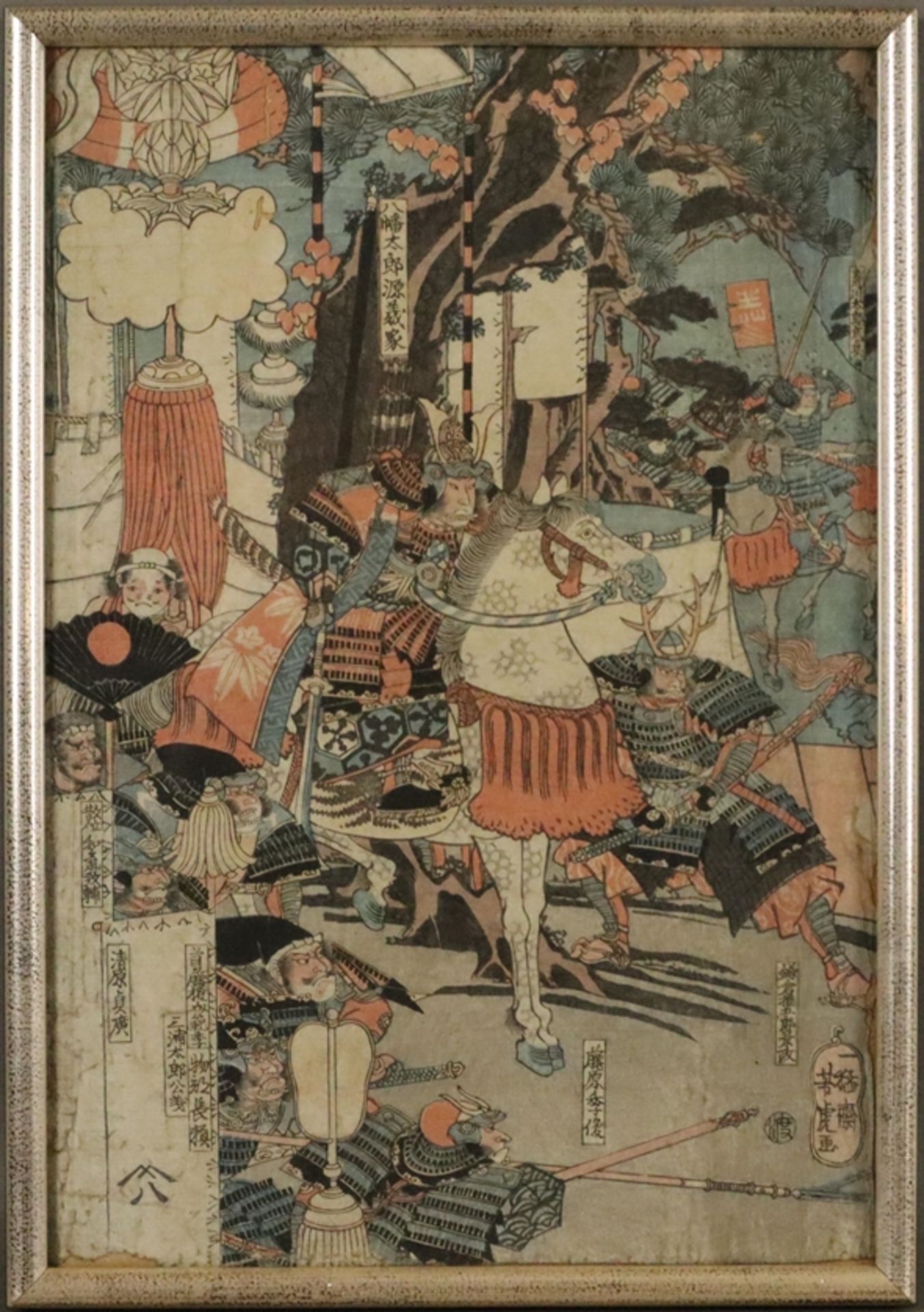 Utagawa Yoshitora (ca.1830-ca.1880) - Kriegerszene, Farbholzschnitt, mehrfach g
