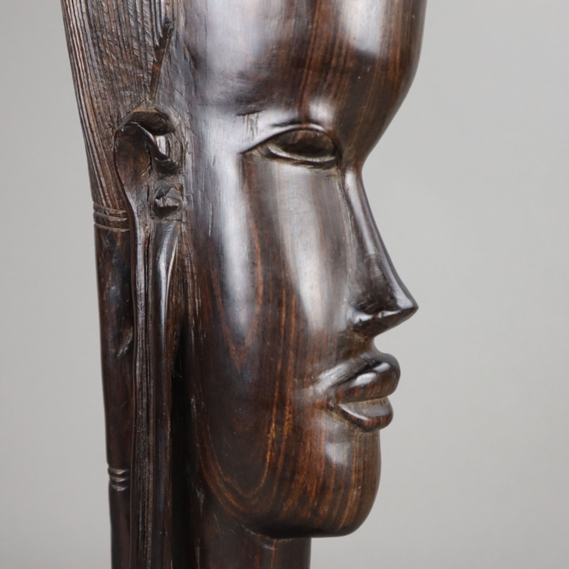 Afrikanische Frauenbüste - wohl Kenia, Ebenholz, geschnitzt, weiblicher Kopf mi - Image 4 of 7