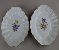 Zwei Schalen - Meissen Schwerterrmarke, frühes 20.Jh., geschweifte Navetteform