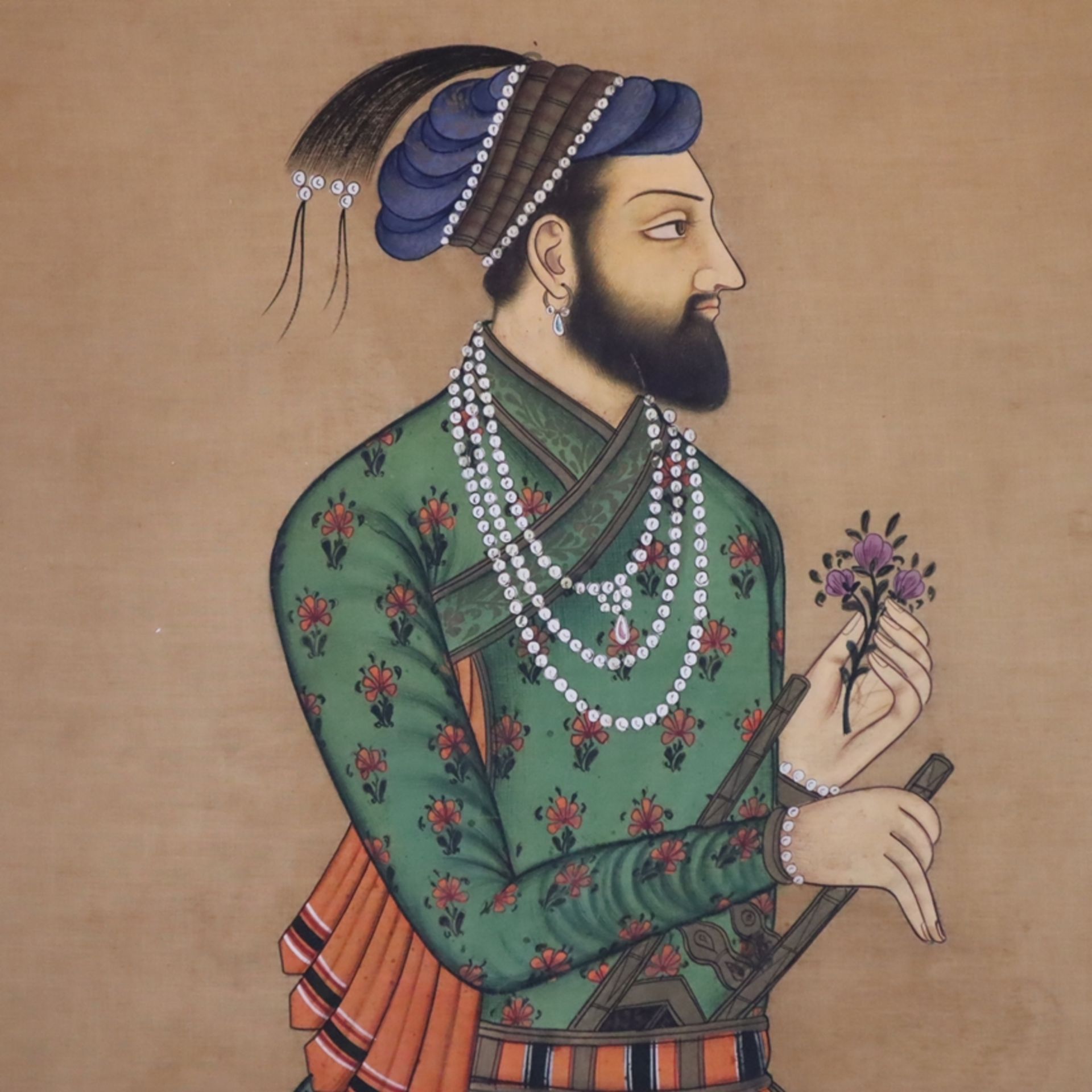 Zwei Bildnispendants - Indien, großformatige Portraits von Shah Jahan (Großmogu - Bild 2 aus 11