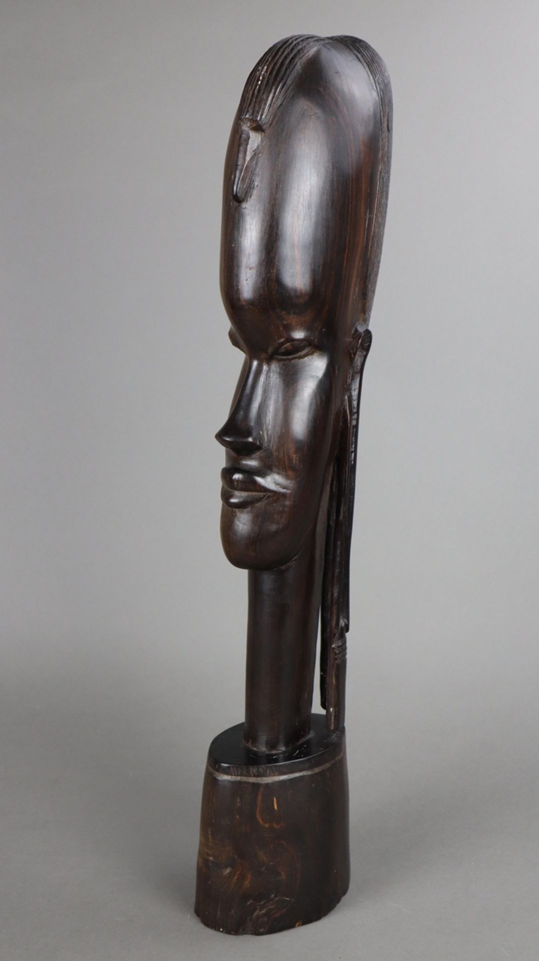 Afrikanische Frauenbüste - wohl Kenia, Ebenholz, geschnitzt, weiblicher Kopf mi