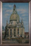 Unbekannt - Die Frauenkirche zu Dresden, Öl auf Karton, links unten signiert, c