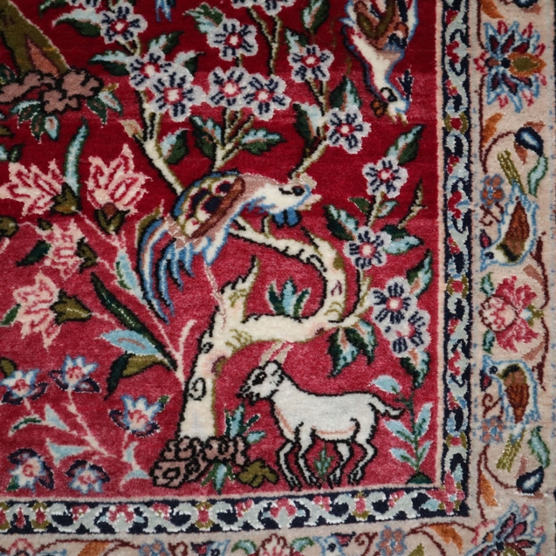 Isfahan - um 1970, Wolle auf Seide, Lebensbaum-Motiv, breite Zierborte, 1 Milli - Image 3 of 7