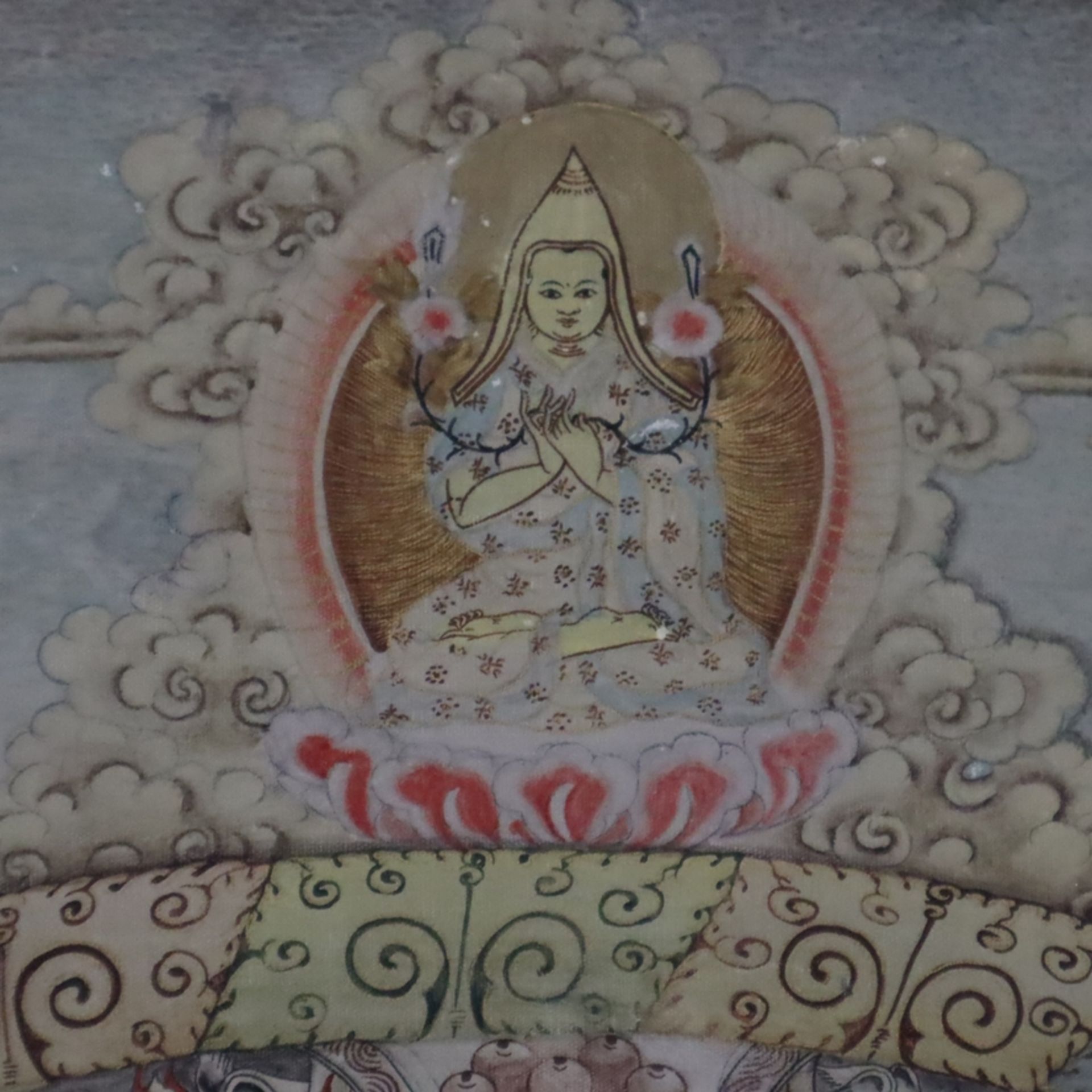 Mandala-Thangka der Gelugpa-Schule - Tibet/Nepal, 20.Jh., helle Gouachefarben u - Bild 10 aus 17