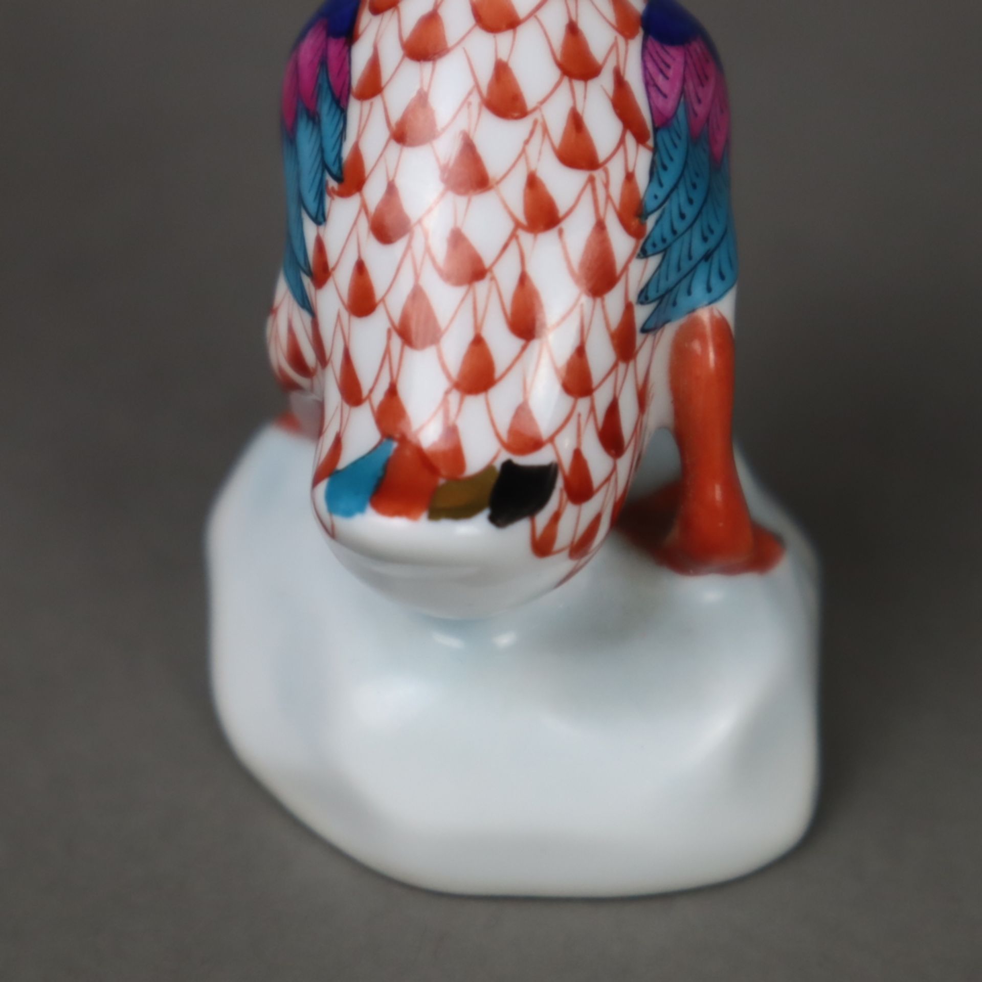 Tierplastik "Ente" - Herend, Ungarn, polychrom bemalt mit orangerotem Schuppend - Bild 4 aus 6