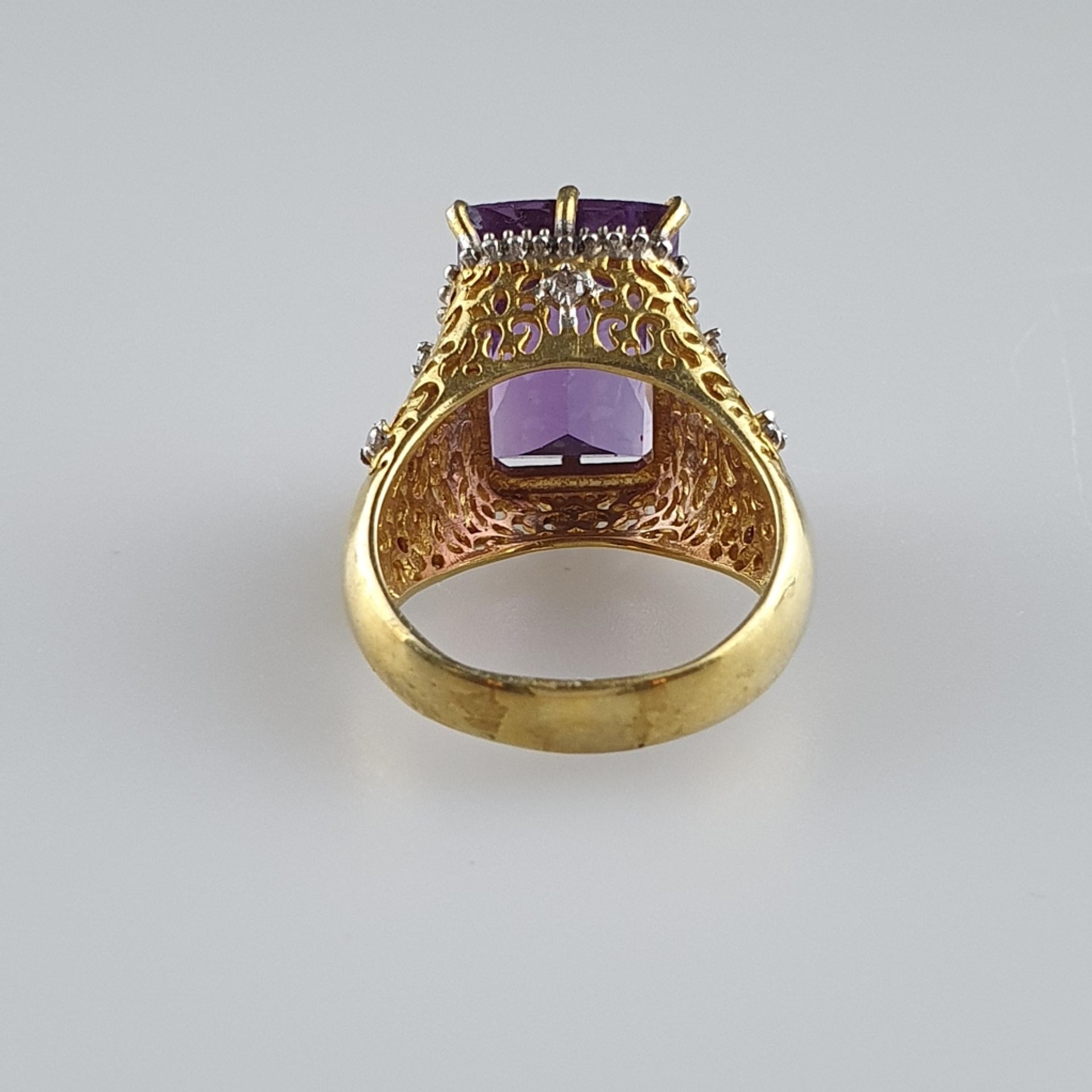 Amethyst-Ring - 925er Silber, vergoldet, Ringkopf besetzt mit facettiertem Amet - Bild 4 aus 5