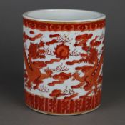 Pinselgefäß - China, 1.Hälfte 20.Jh., Porzellan, zylindrische Wandung mit umlau