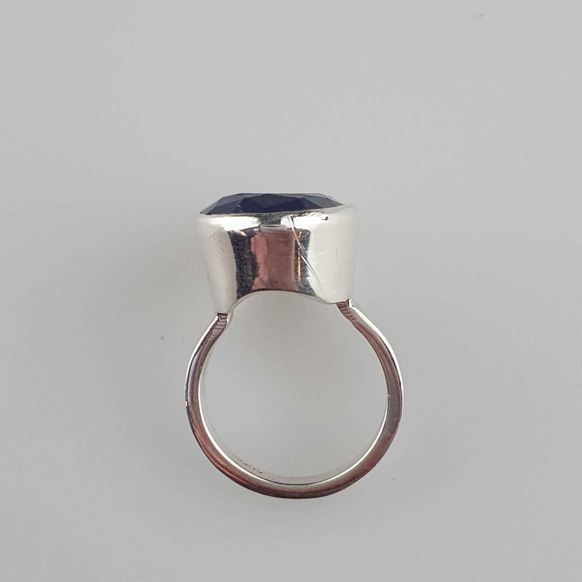 Saphirring - 925er Silber, Ringkopf besetzt mit blauem Saphir 37ct, Gewicht ca. - Bild 5 aus 5