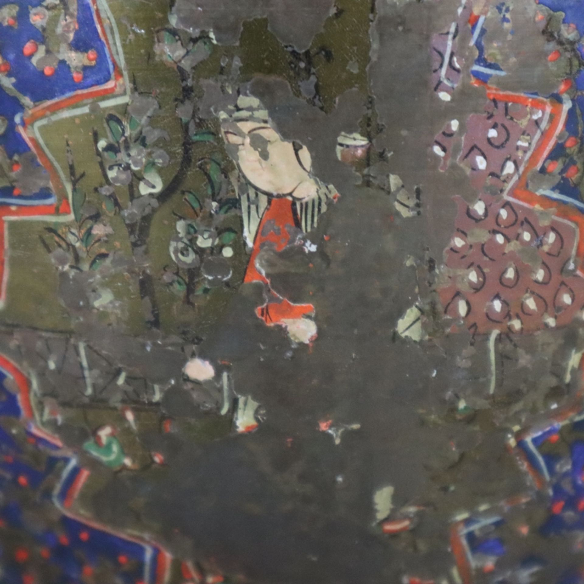 Messing-Gefäß - Persien, 19.Jh. oder älter, polychrome Bemalung, auf der Wandun - Bild 8 aus 12