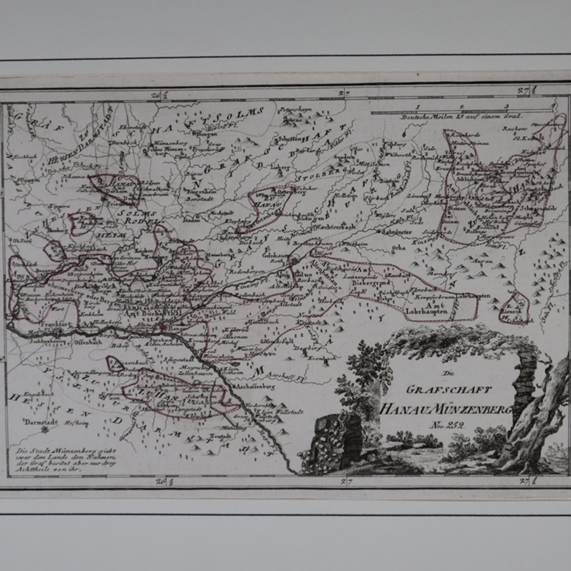 Reilly, Franz Johann Joseph - Kupferstichkarte "Die Grafschaft Hanau Münzenberg - Bild 2 aus 7