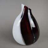 Murano Vase - Licio Zanetti, Murano, schweres Klarglas, teils milchweiß und bee