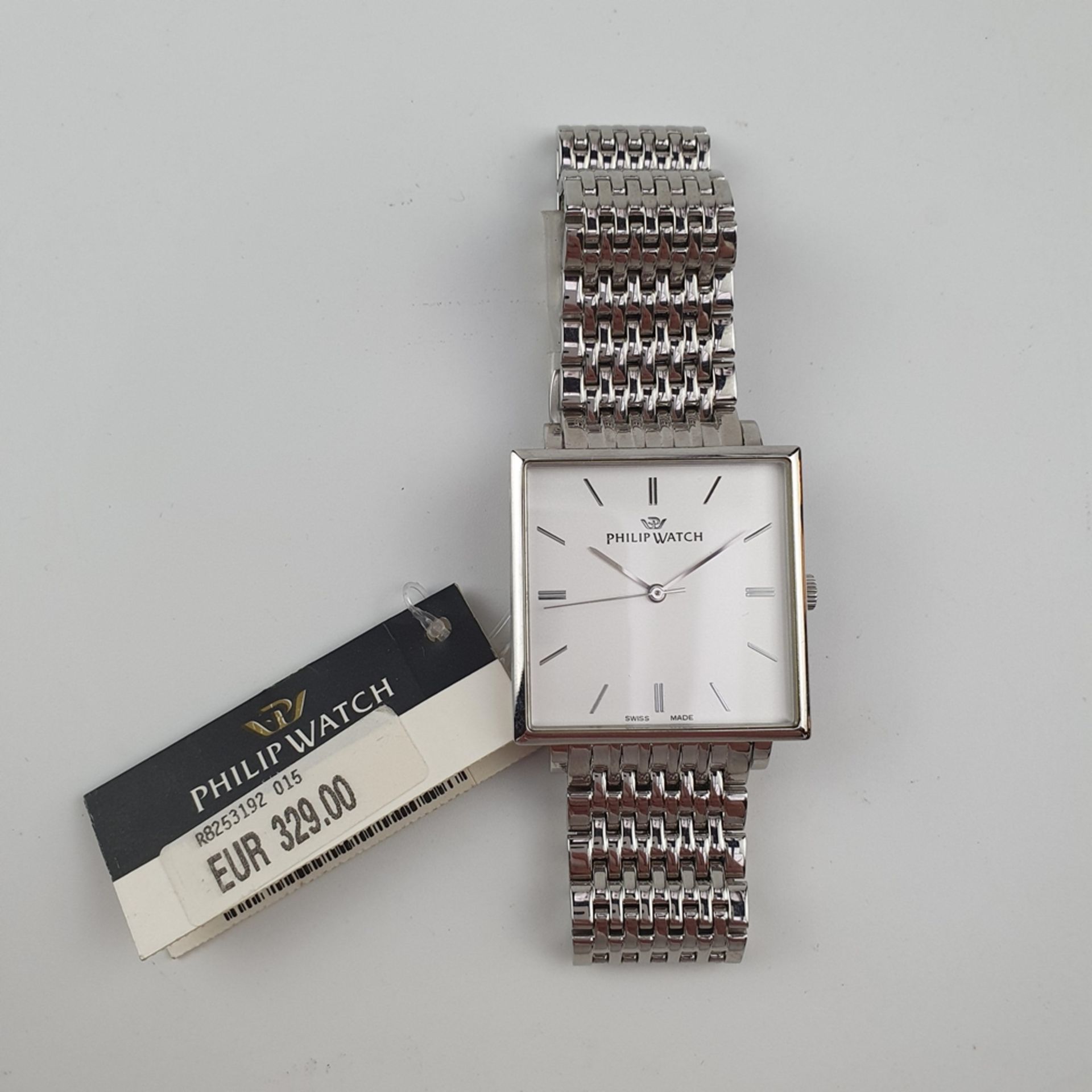 Armbanduhr Philip Watch - Quarzwerk, eckiges Edelstahlgehäuse, helles Zifferbla - Bild 2 aus 4