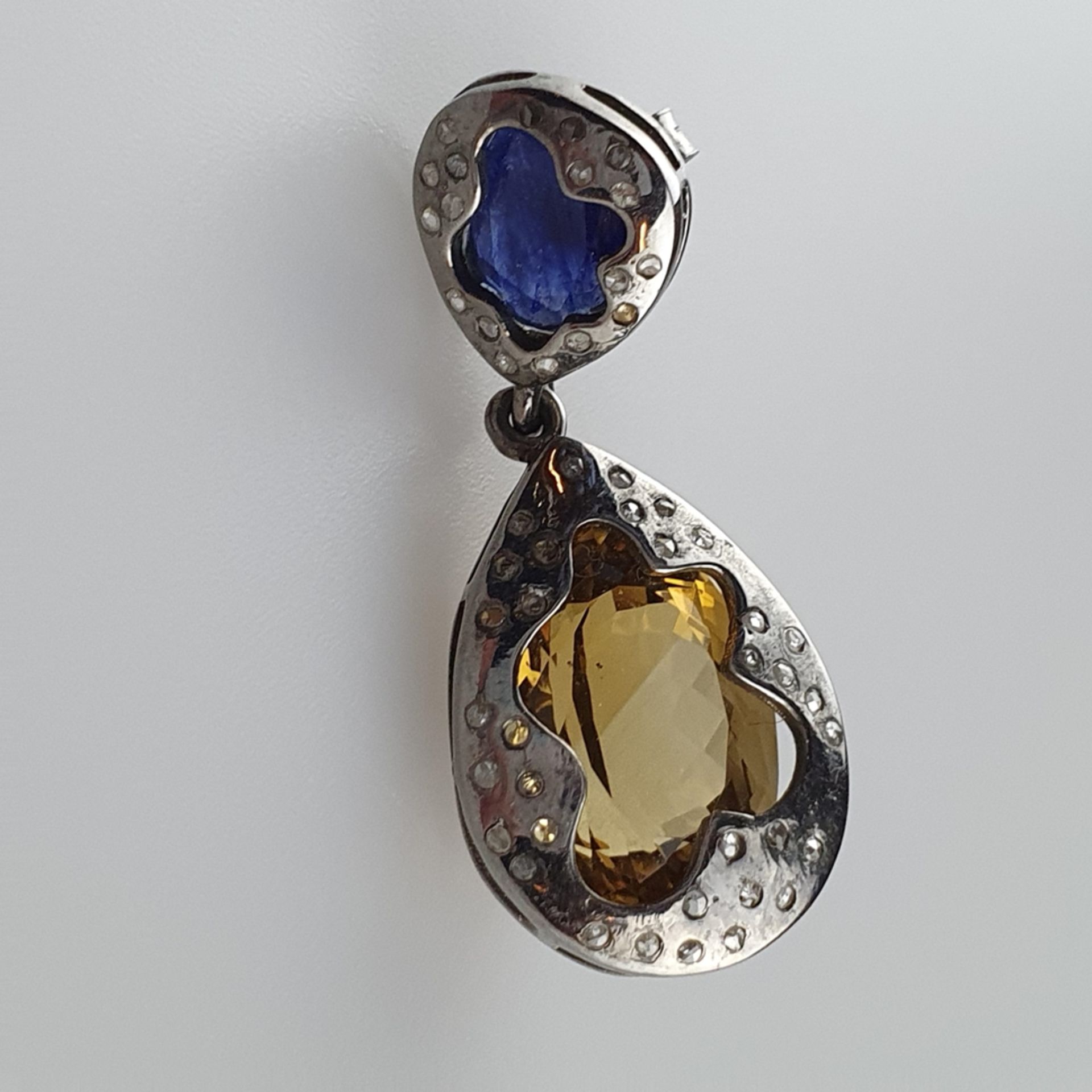 Paar Citrin-Kyanit-Ohrringe - 925er Silber, Steingewicht ca.16,60 ct, Länge ca. - Bild 2 aus 5