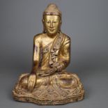 Buddha im Mandalay-Stil - Burma/Myanmar, Mandalay-Zeit (1853-1948), Holz mit La