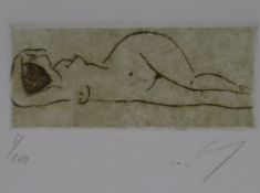Nicht identifizierter Künstler 20.Jh. - Liegender Frauenakt, Radierung, unten r