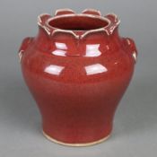 Keramikvase mit Ochsenblutglasur – China, gebauchtes Oberteils übre zylindrisch
