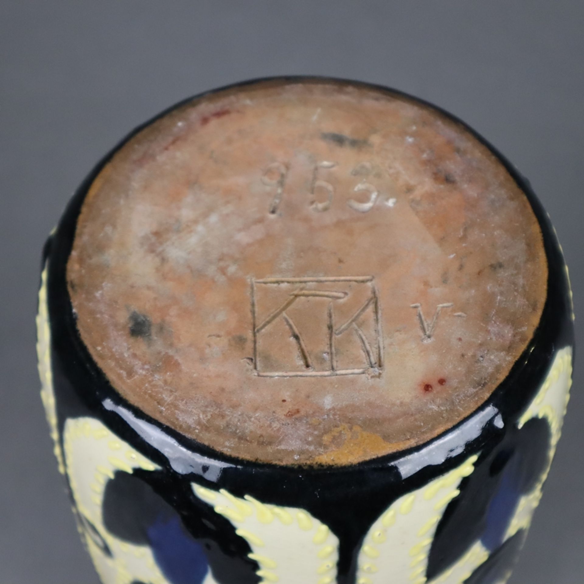Keramikvase - Tonwerke Kandern, nach 1915, Mod.nr.: 953, konisch zulaufende For - Image 6 of 6