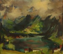 Bode, Adolf (1904-Offenbach-1970) - Gebirgsseelandschaft, Öl auf Leinwand, unte