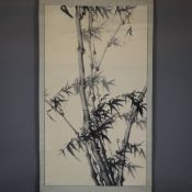 Chinesisches Rollbild – Bambus, Tusche und Farbe auf Papier, ca. 119 x 67,5cm,