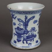 Pinselgefäß - China, späte Qing-Dynastie, Porzellan, zylindrische Wandung mit a