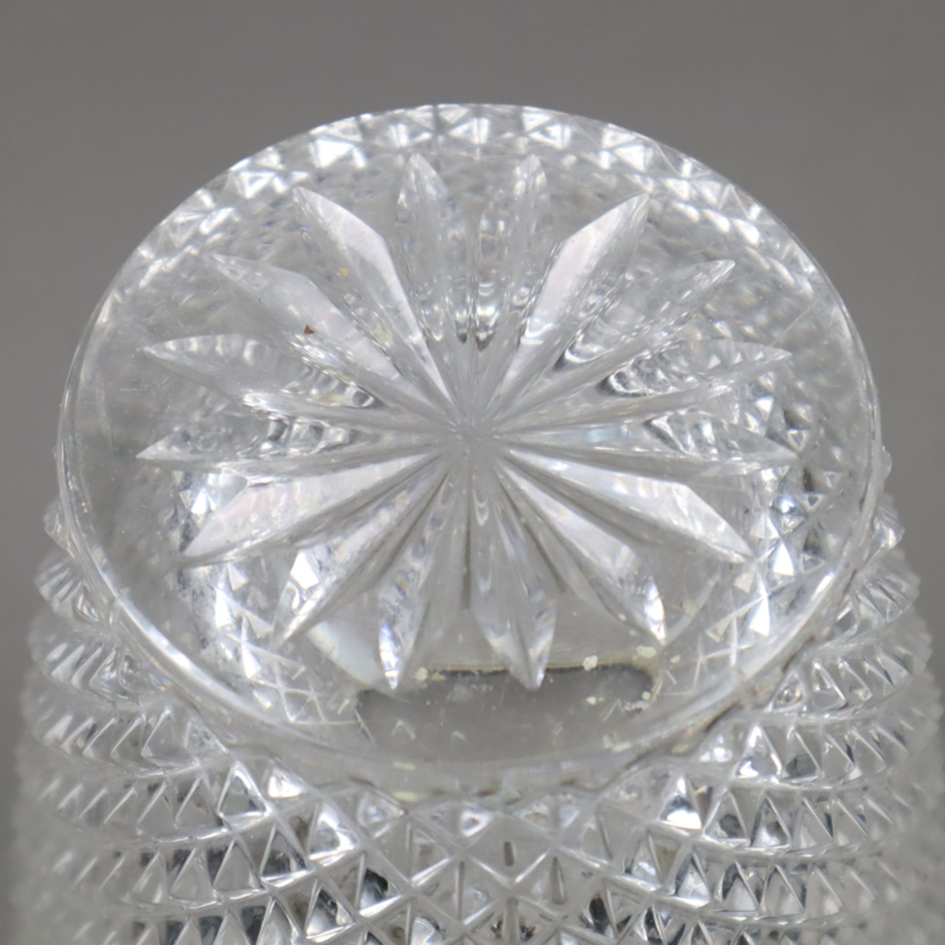 Glasvase mit Silbermontur - farblose Kristallvase mit Diamantschliff und glatte - Bild 6 aus 6