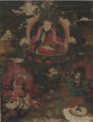 Thangka Fragment mit Guru Rinpoche - Nepal 17.Jh., Gouachemalerei auf Tuch, in