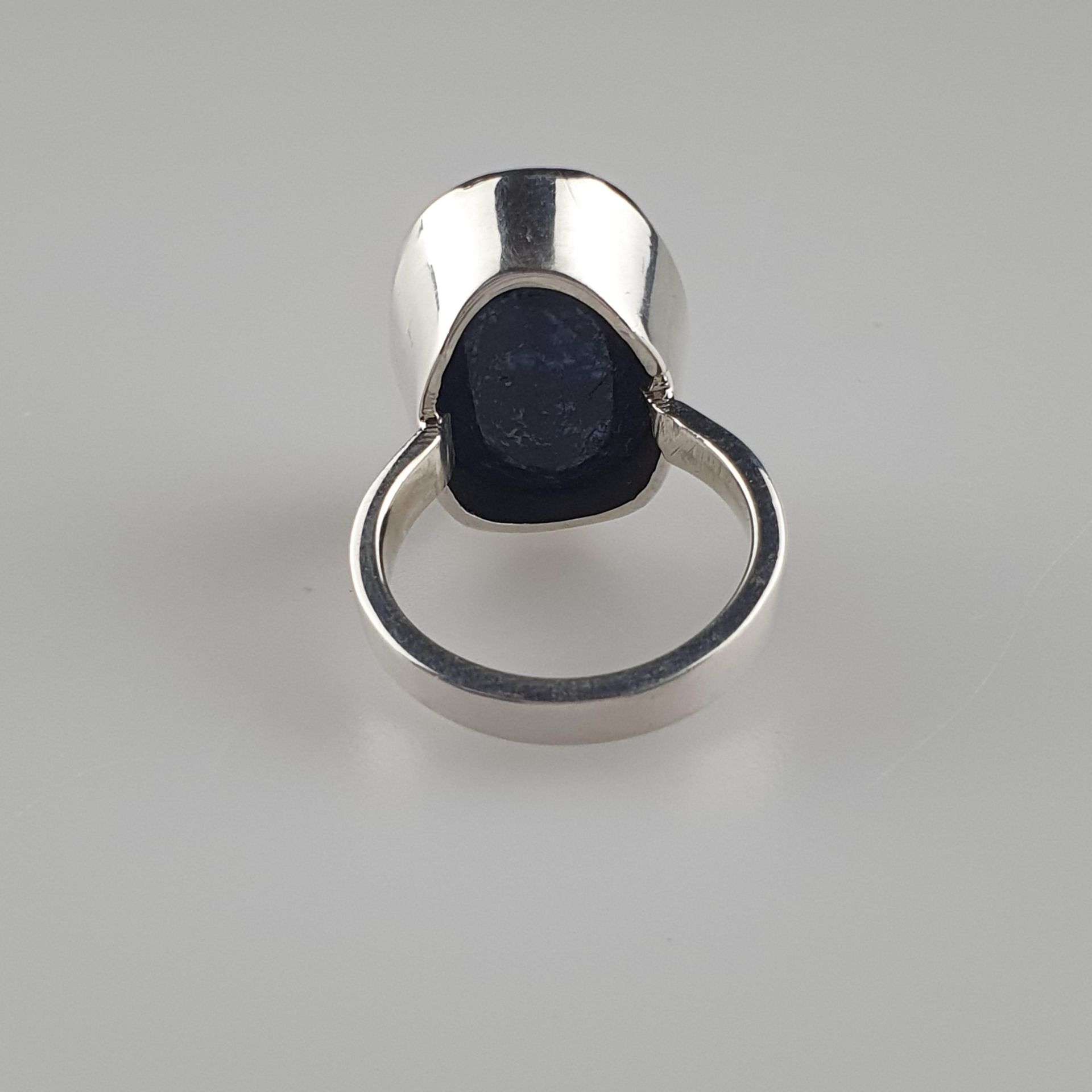 Saphirring - 925er Silber, Ringkopf besetzt mit blauem Saphir 37ct, Gewicht ca. - Bild 4 aus 5