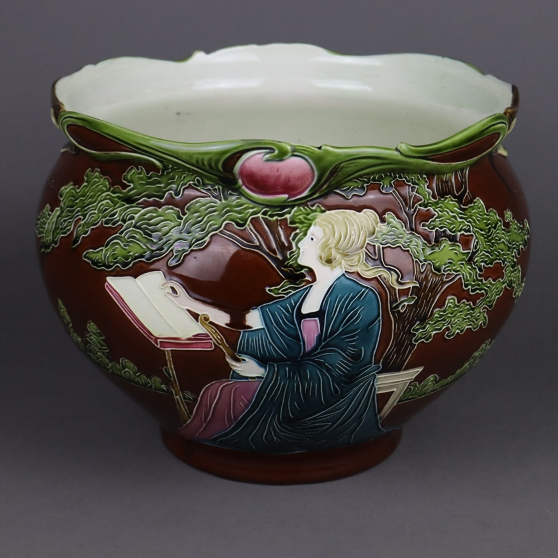 Jugendstil-Cachepot - Julius Dressler, Biela bei Bodenbach, um 1900, Keramik, b - Bild 2 aus 10