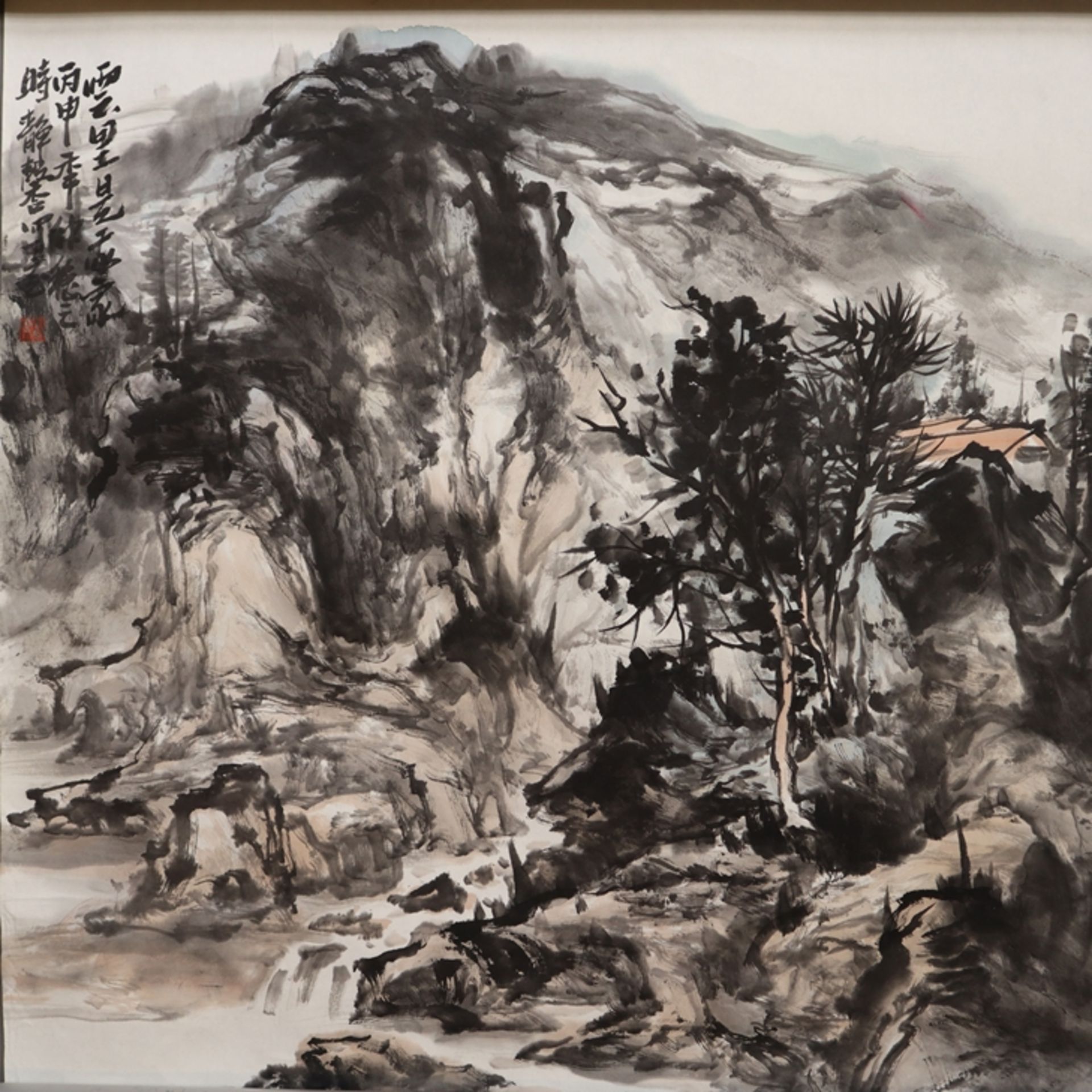 Chinesisches Rollbild - Li Jingxin (geb. 1973 Leling /Shandong- Bergansicht, be