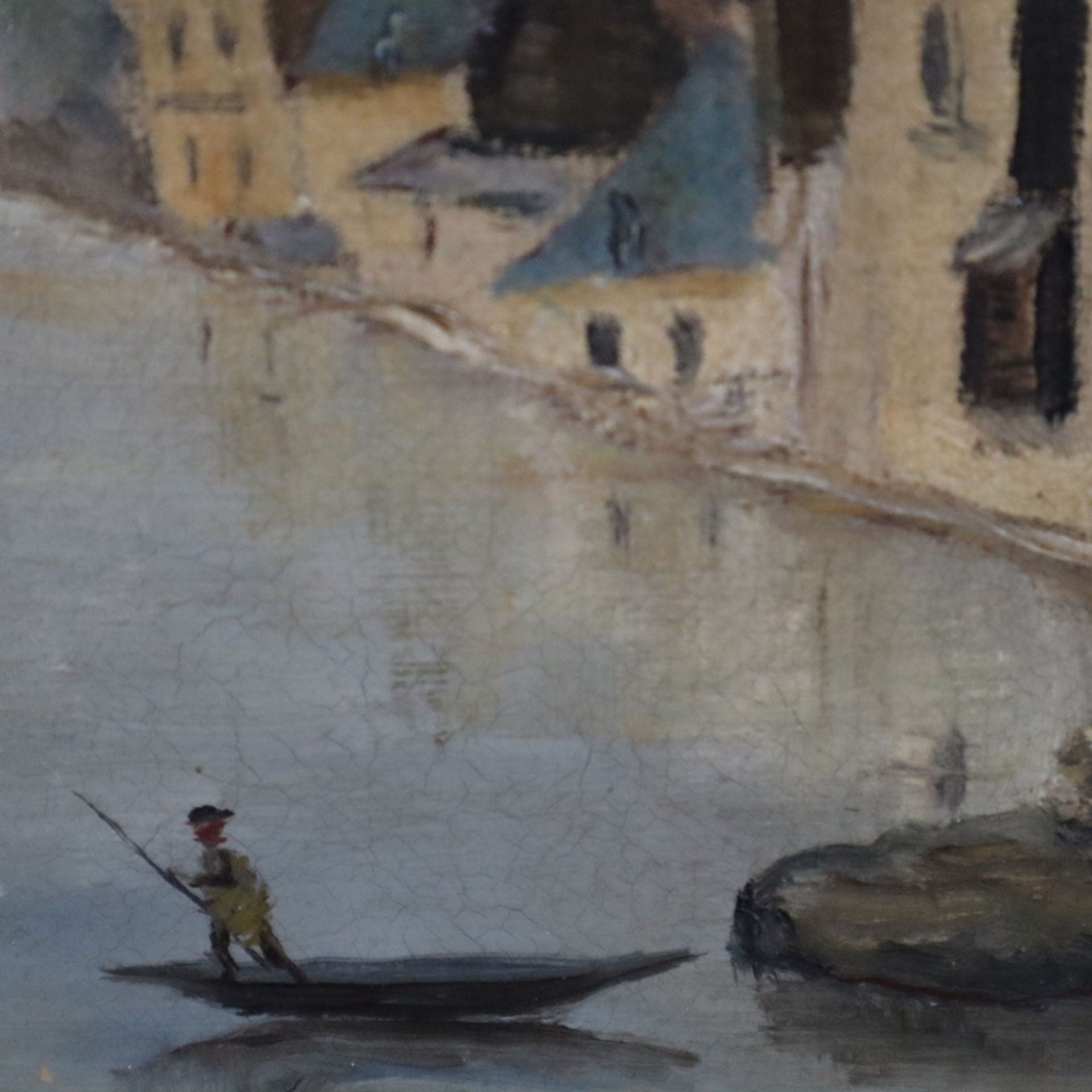 Landschaftsmaler -um 1900 - Mittelalterliche Stadtansicht am Seeufer unterhalb - Bild 6 aus 10