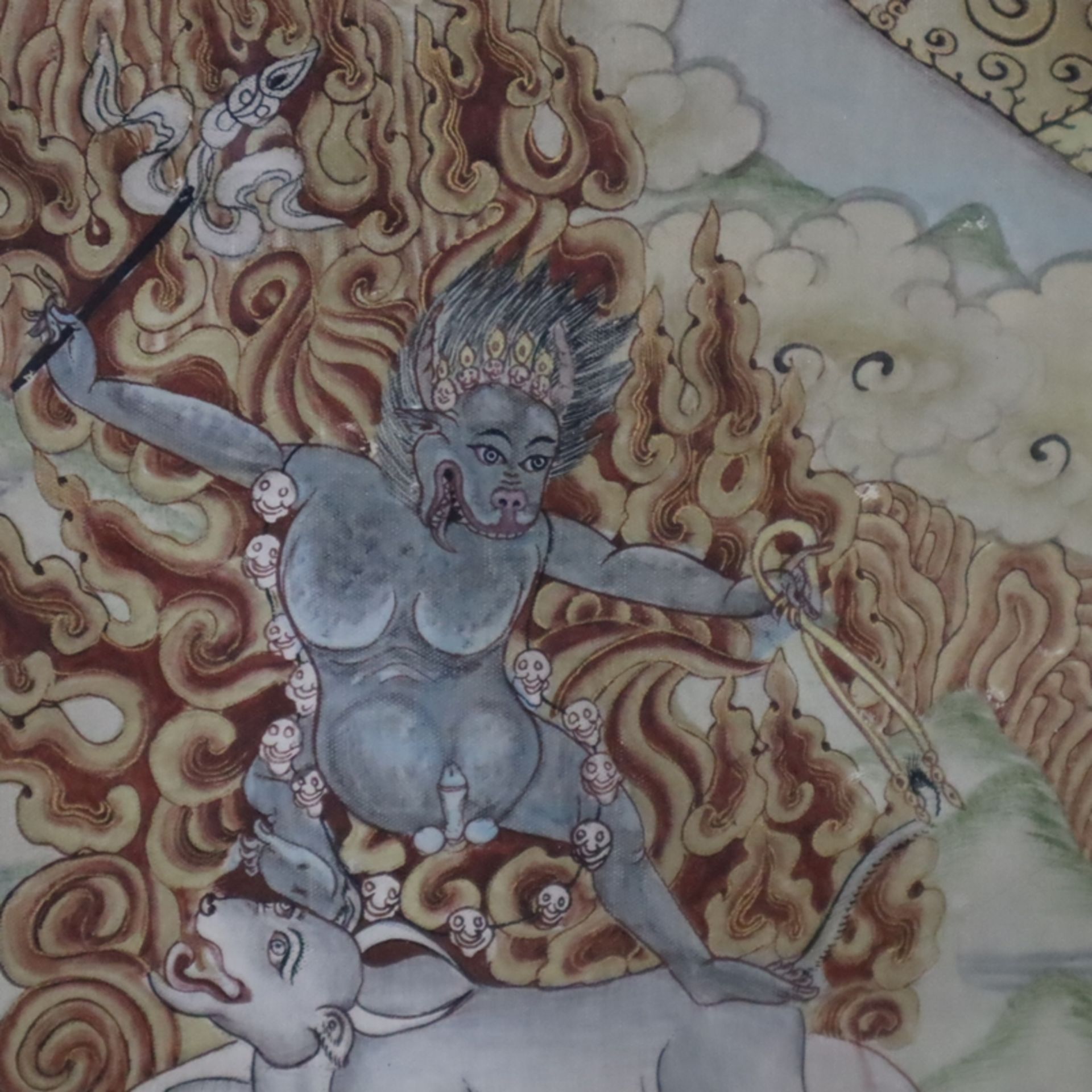 Mandala-Thangka der Gelugpa-Schule - Tibet/Nepal, 20.Jh., helle Gouachefarben u - Bild 8 aus 17