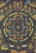 Mandala-Thangka der Gelugpa-Schule - Tibet oder Nepal, 20. Jh., Gouache auf tex