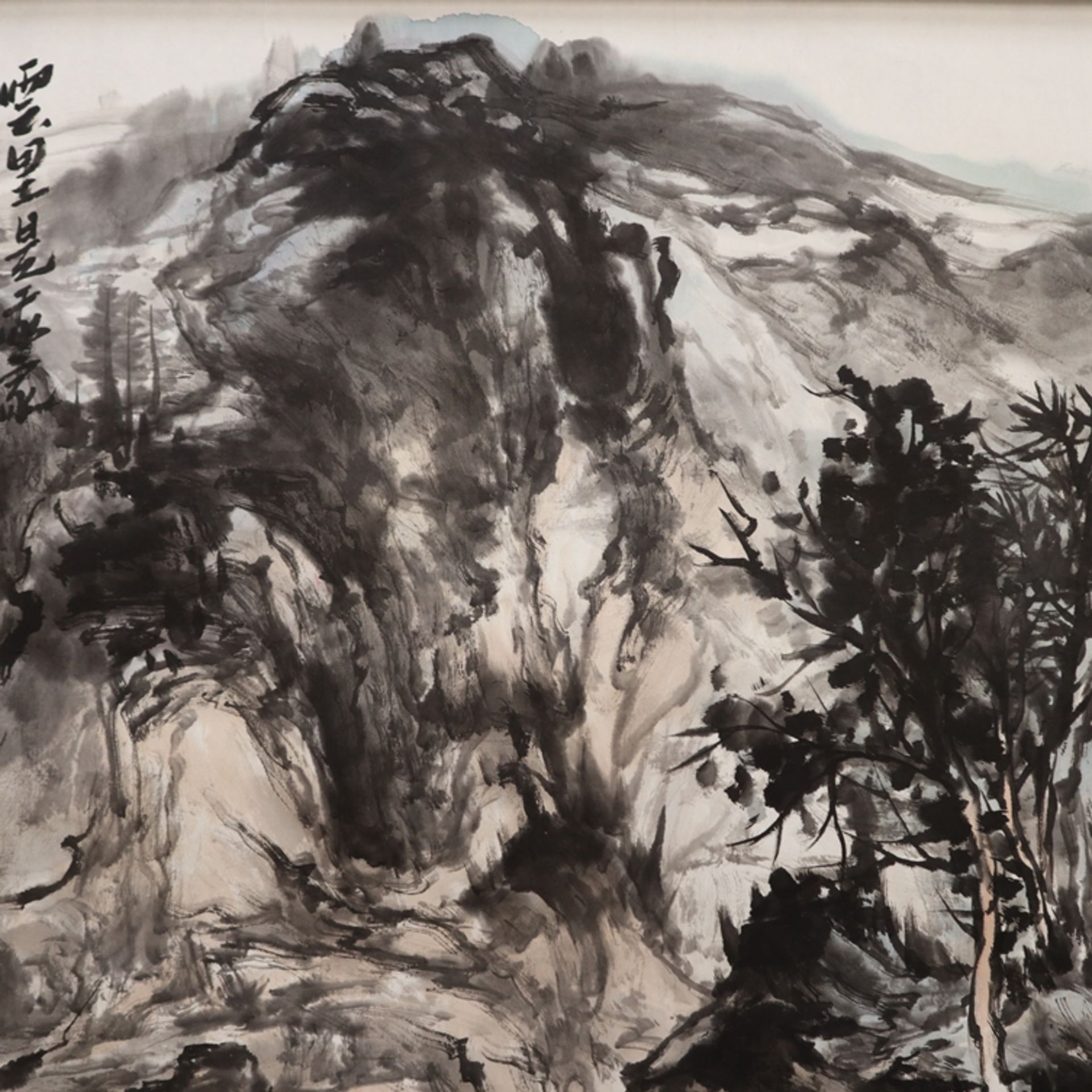 Chinesisches Rollbild - Li Jingxin (geb. 1973 Leling /Shandong- Bergansicht, be - Bild 4 aus 5