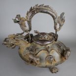 Tripodes Räuchergefäß - China/Südostasien, Bronze, dunkel patiniert, rundes Gef