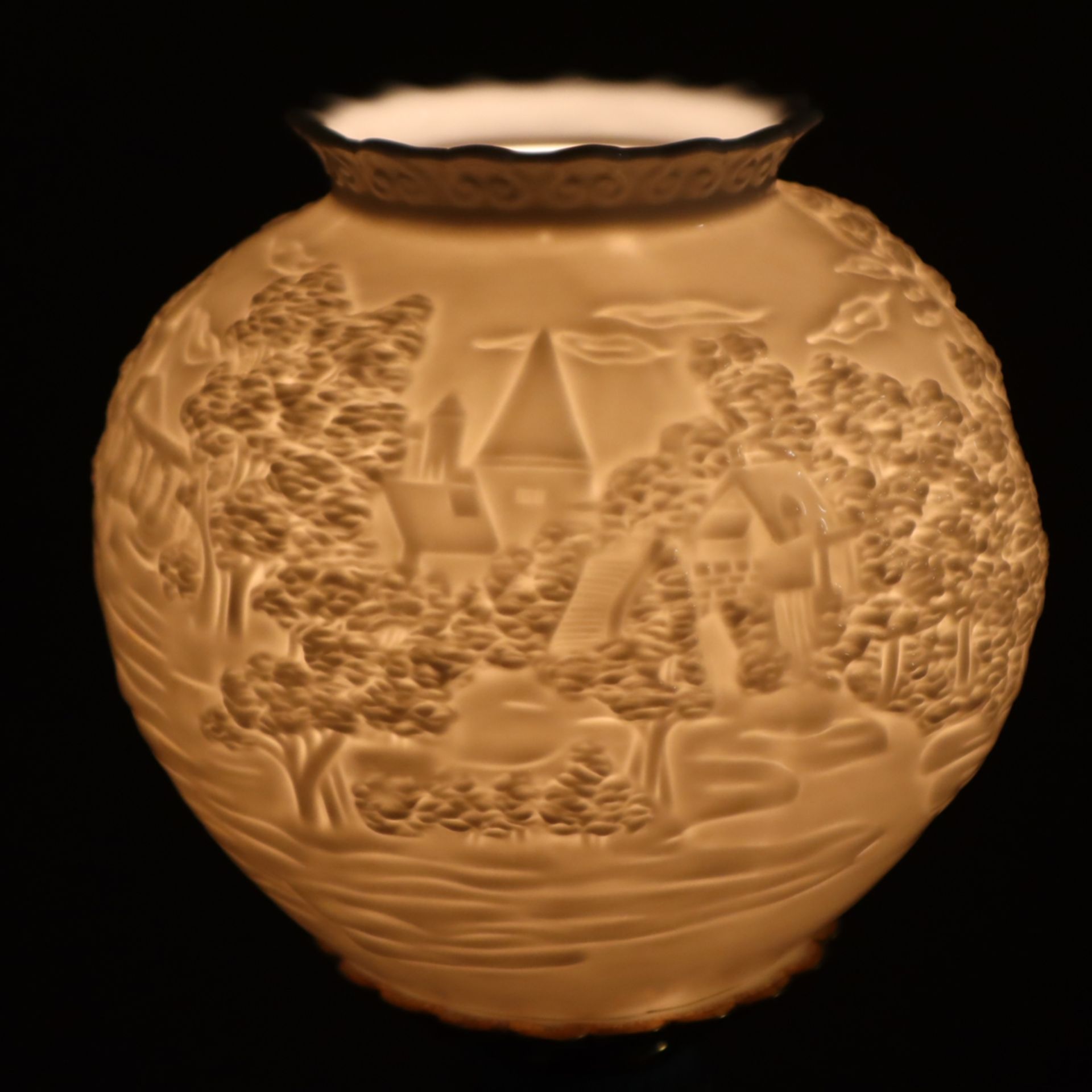 Porzellanlampe - gemarkt Othengrafen, Porzellan, polychrom bemalt, auf drei ged - Bild 15 aus 15