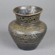 Antike Kupfervase - Vorderer Orient, Kupfer, teils versilbert, Hals durchbroche