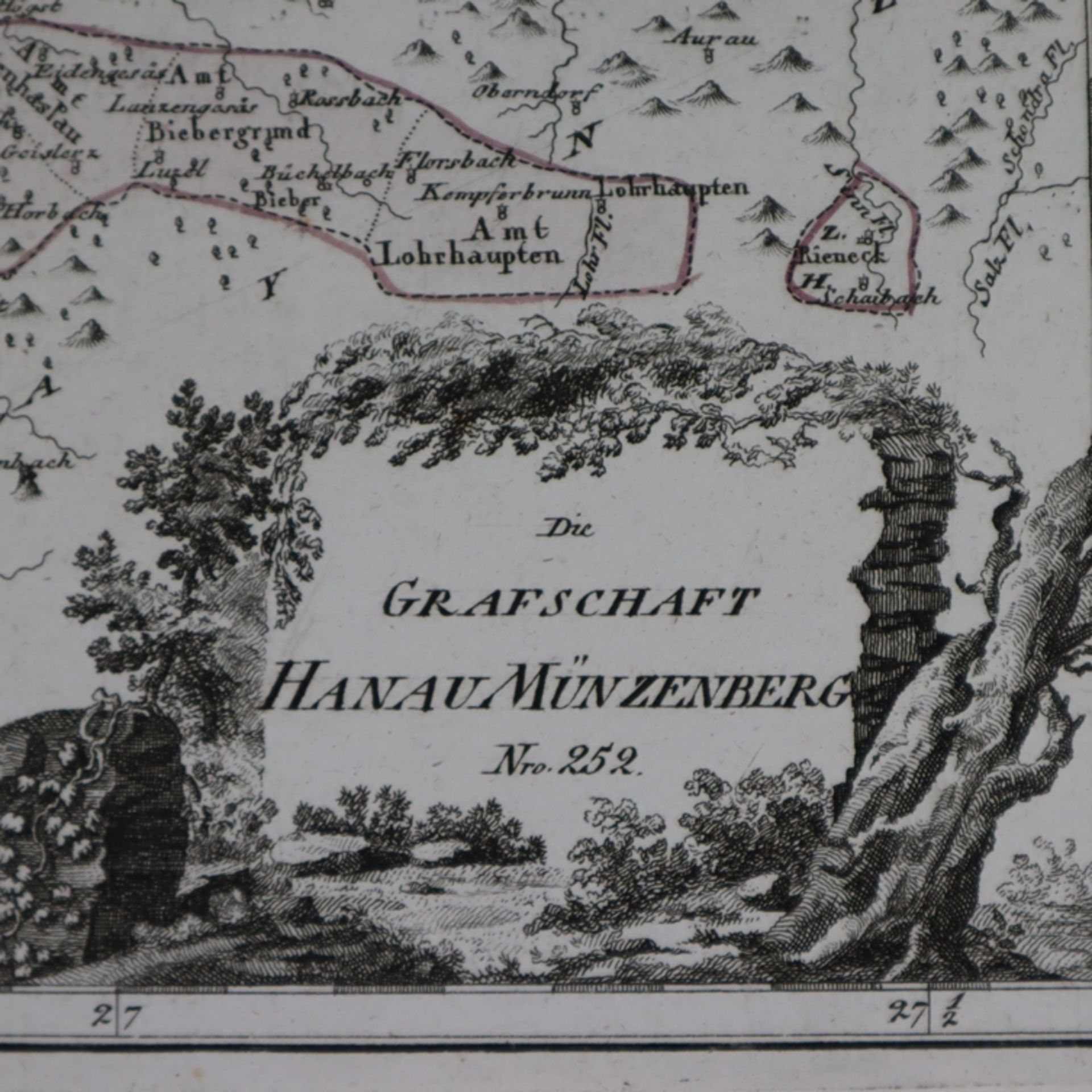Reilly, Franz Johann Joseph - Kupferstichkarte "Die Grafschaft Hanau Münzenberg - Bild 3 aus 7