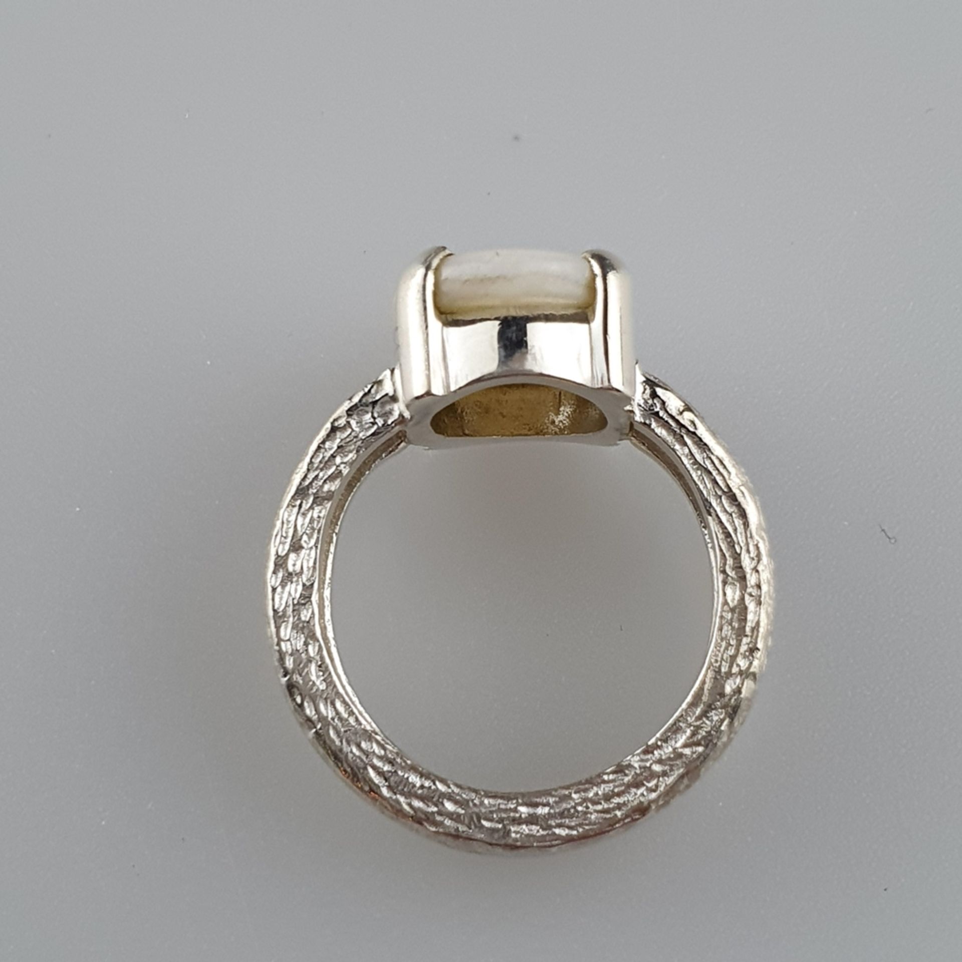 Opal-Ring - 925er Silber, Ringkopf besetz mit ovalem Opal, 4 ct, Ringgröße 51/5 - Bild 4 aus 4