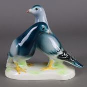 Tierplastik "Taubenpaar" - Goebel, Keramik, polychrom staffiert, auf naturalist