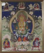 Thangka des Maitreya - Tibet 19.Jh., Gouachemalerei auf Tuch, die Mitte der Ges