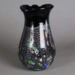 Murano Vase - Formia, Murano, farbloses Glas, schwarz unterfangen, farbige Eins