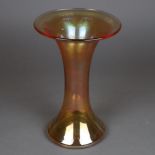 Vase - Erwin Eisch, Trompetenform, bernsteinfarbenes Glas, lüstriert, Boden mit
