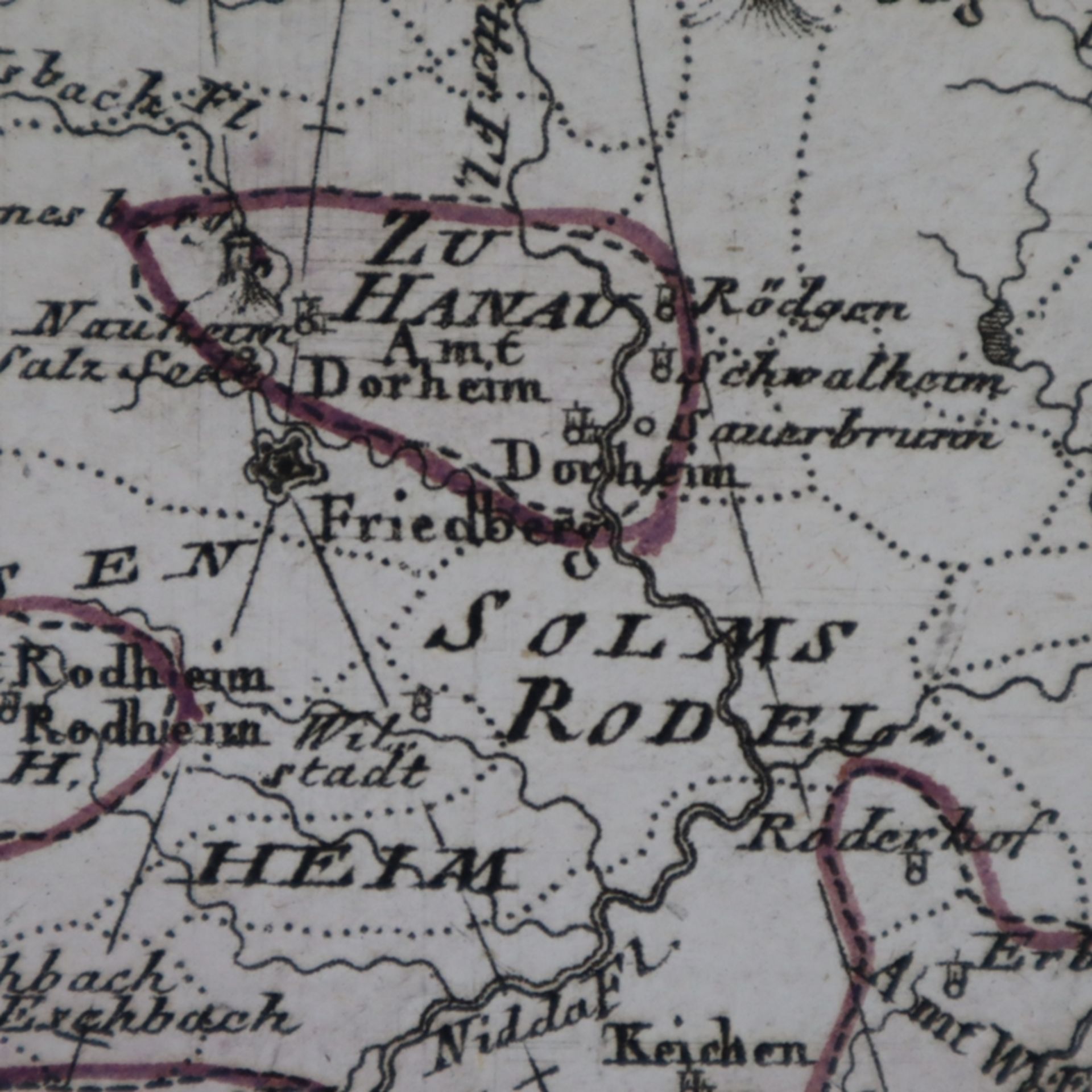 Reilly, Franz Johann Joseph - Kupferstichkarte "Die Grafschaft Hanau Münzenberg - Bild 6 aus 7