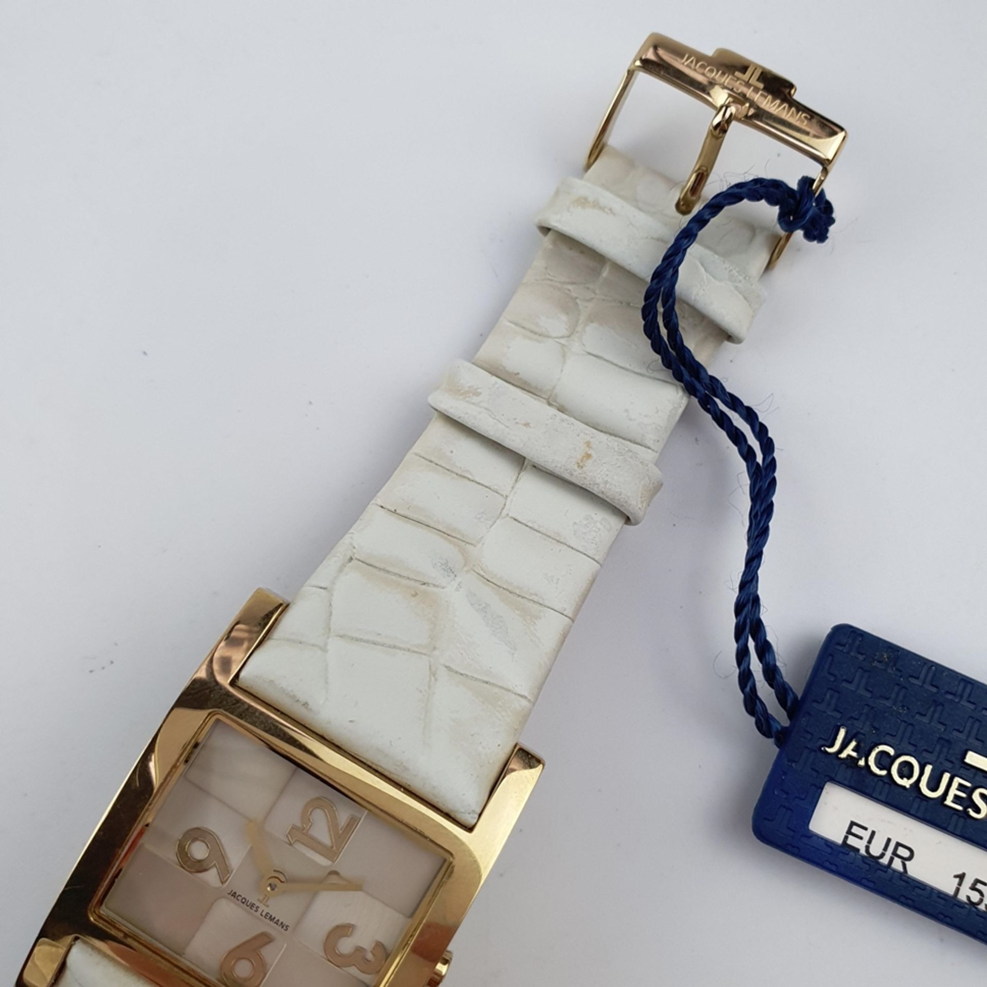Jacques Lemans Armbanduhr - Quarzwerk, rechteckiges Zifferblatt mit goldenen ar - Bild 3 aus 6