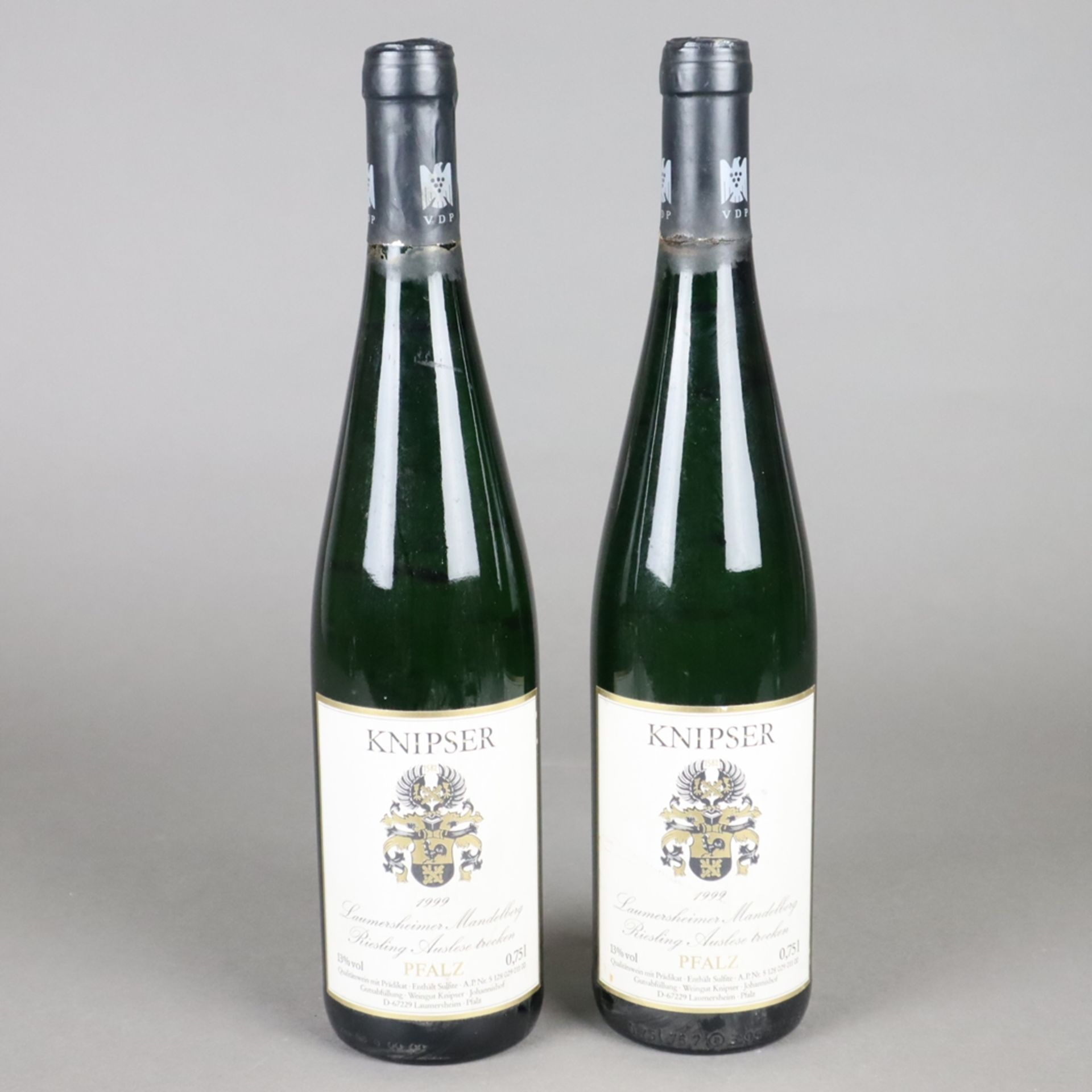 Weinkonvolut - 2 Flaschen 1999er Laumersheimer Mandelberg, Riesling Auslese, We