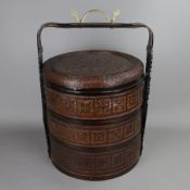 Tragbarer Hochzeitskorb - China, 20.Jh. lackiertes Holz und Bambusgeflecht, ton