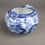 Blau-Weiße Kugelschale - China 20.Jh., Porzellan mit unterglasurblauem Dekor, a