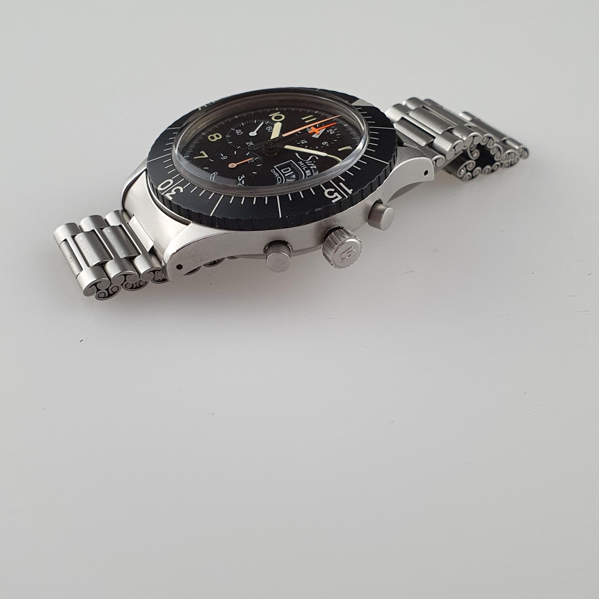 Herrenarmbanduhr - Sinn Military-Chronograph, Edelstahl, Automatik, drehbare Lü - Bild 3 aus 5