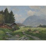 Leu, Oscar (1864 Düsseldorf-1942 München) - "Sommertag bei Berchtesgaden", Öl a