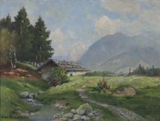 Leu, Oscar (1864 Düsseldorf-1942 München) - "Sommertag bei Berchtesgaden", Öl a